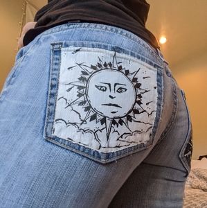 ❤️ Hand painted boot cut jeans